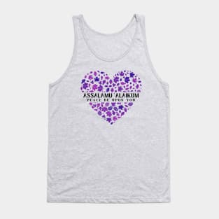 Assalamu 'alaikum  ( Peace be upon you)  flower/ floral heart  Purple Tank Top